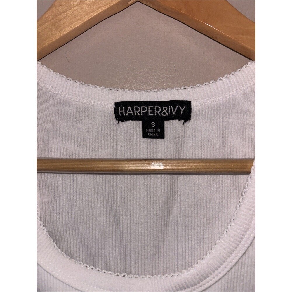 Harper & Ivy Women’s Small White Cherry Baby Tee Tank Top “So Sweet” Cute - Picture 3 of 7